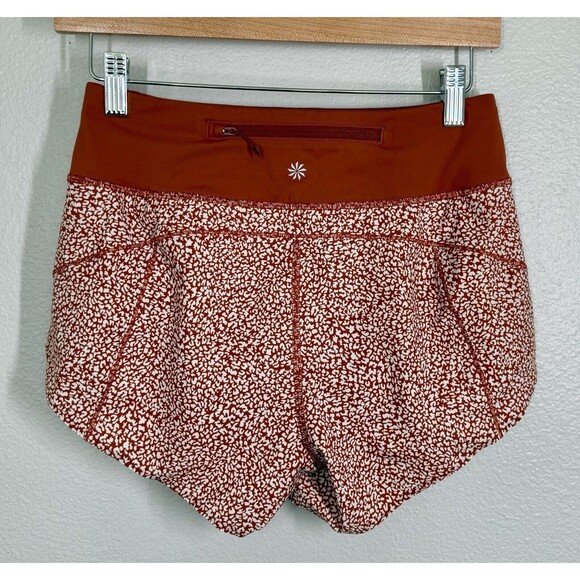 ATHLETA Run With It Printed 3.5” Shorts WOMENS XXS Micro Cheetah Rust Orange UT - Picture 8 of 15
